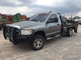 2008 DODGE RAM 3500 SLT PICKUP, 4X4, CUMMINS TURBO DSL, AUTO, W/10' STEEL FLATBED