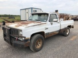 1983 GMC 2500 PICKUP, 4 SPD., 4X4, SINGLE CAB W/1,000 GAL. FUEL TANK & PUMP