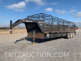 NECKOVER 28' X 7' GN STOCK TRAILER, TRIPLE AXLE,