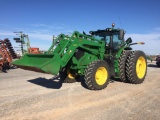 2015 JD 6195R TRACTOR, 20/20 AUTO QUAD TRANS W/REVERSER,