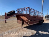 6' X 20' GN STOCK TRAILER, 2 COMP., BAR TOP,