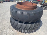 SET OF DUAL RIMS AND TIRES, 18.4 38