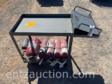 METAL CART WITH 5 FIRE EXTINGUISHERS