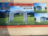 TMG 12' X 20' ALL STEEL CARPORT WITH ENCLOSED