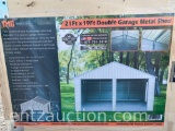 TMG 21' X 19' DOUBLE GARAGE METAL SHED, UNUSED