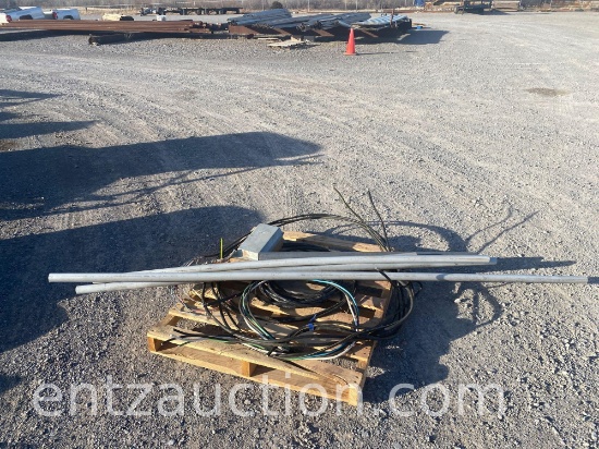 LOT OF MISC. WIRES AND GAUGES, BREAKER BOX AND