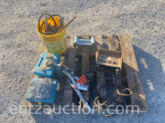 WINCH, WINCH CABLE, SNOW CHAINS FOR 14" OR 15" TRIES,