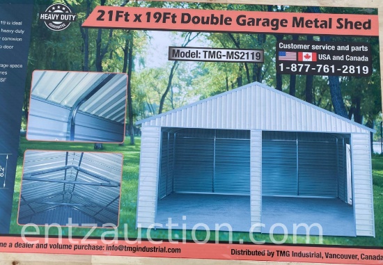 21' X 19' DOUBLE GARAGE METAL SHED,