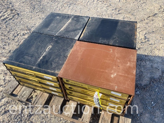 HARDWARE BINS, MISC. NUTS, SCREWS, PINS, AND