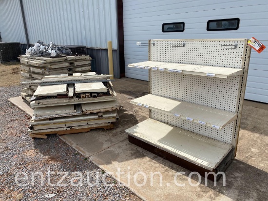 6 SHELVING UNITS WITH PEGBOARD AND CLIPS