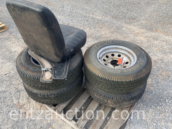 LOT OF (4) 235 R15 TIRES ON CHROME RIMS