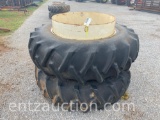 SET OF 18.4-38 TIRES AND RIMS