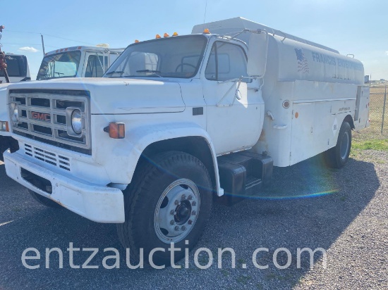 1986 GMC FUEL TRUCK, 366 ENGINE, 5 SPEED TRANS.,