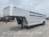 1999 FEATHERLITE 7' X 24' GN ALUM. STOCK TRAILER,