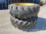 SET OF 18.4X38 DUALS ON RIMS, WITH HARDWARE