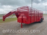 SHOPBUILT 6' X 20' STOCK TRAILER, GN, TA,