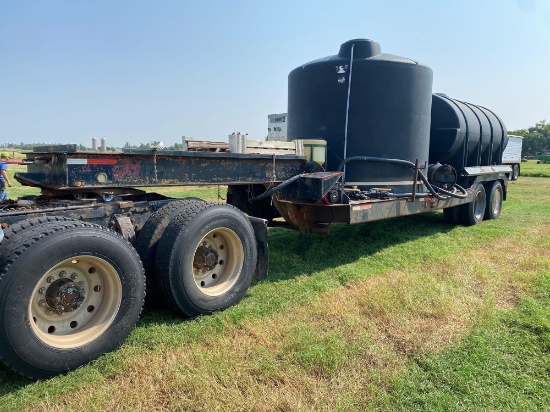 42' LOWBOY TRAILER W/2600 GAL. BLACK POLY TANK,