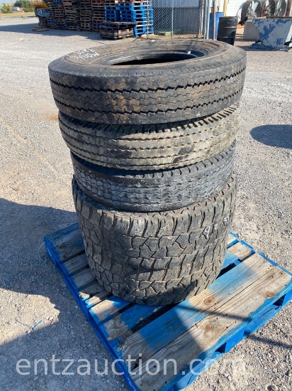 3) 750 X 16 NEARLY NEW TRAILER TIRES AND 2) 20"