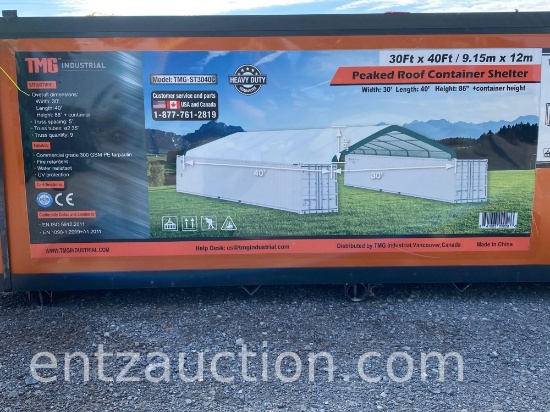TMG 30' X 40' PEAKED ROOF CONTAINER SHELTER,