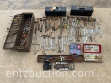 LOT OF MISC. HAND TOOLS, SOCKETS, WRENCHES,