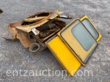 LOT OF DOZER PARTS, DOOR, SPROCKET, RADIATOR AND