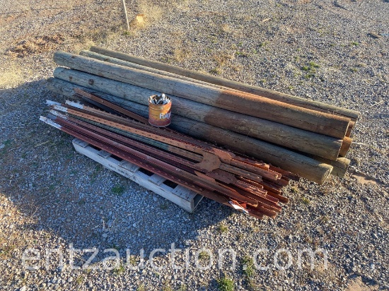 LOT OF USED 6' T-POSTS AND 6" WOOD POSTS