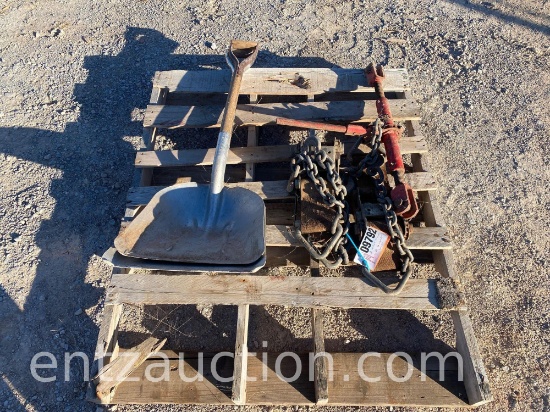 WHEAT SCOOP SHOVELS, 2) STRAPS AND