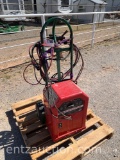 LINCOLN 225 ARC WELDER ON CART W/LEADS