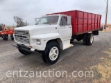 1981 F600 GRAIN TRUCK, GAS, 5/2 SPEED, 16' STEEL