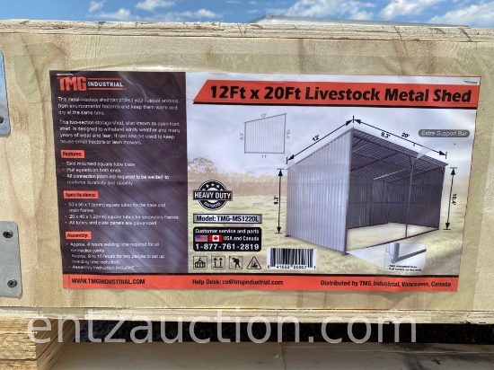 TMG 12' X 20' METAL LIVESTOCK SHED, UNUSED