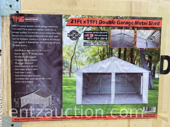 TMG 21' X 19' DOUBLE GARAGE/METAL SHED, UNUSED