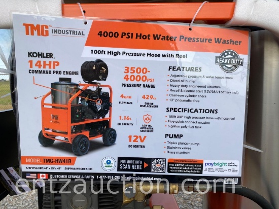 TMG HOT WATER PRESSURE WASHER, 4000 PSI, 14 HP PRO