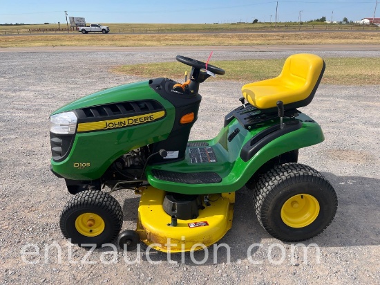 JD D105 RIDING MOWER, GAS, 42" CUTTING DECK,