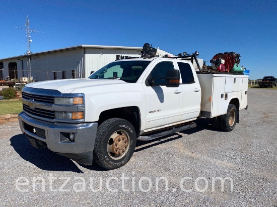 2015 CHEVY 3500 PICKUP, 4X4, DUALLY, EXT. CAB,