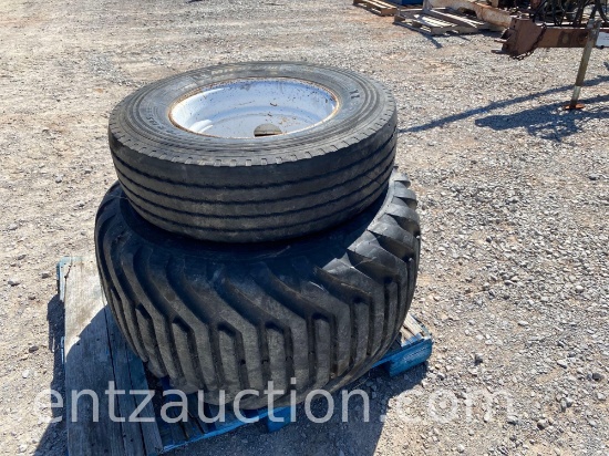 LOT W/ 1) 285/70R19.5 TIRE ON STEEL RIM &