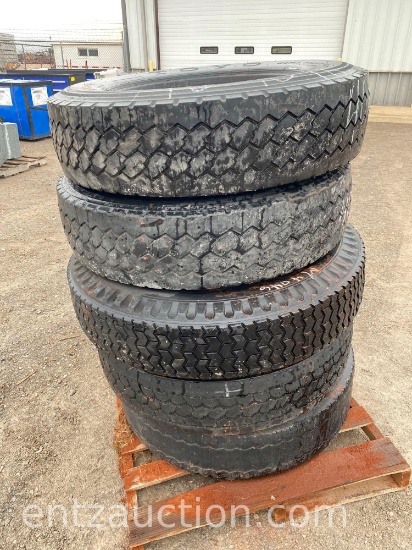 3) 285/75R24.5 TIRES W/ RIMS, 2) 285/75R 24.5