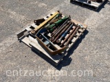 LOT OF TOP LINKS, DRAW BARS, TRACTOR WEIGHT