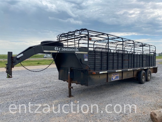2005 GOOSENECK BAR TOP STOCK TRAILER, 6' X 24',