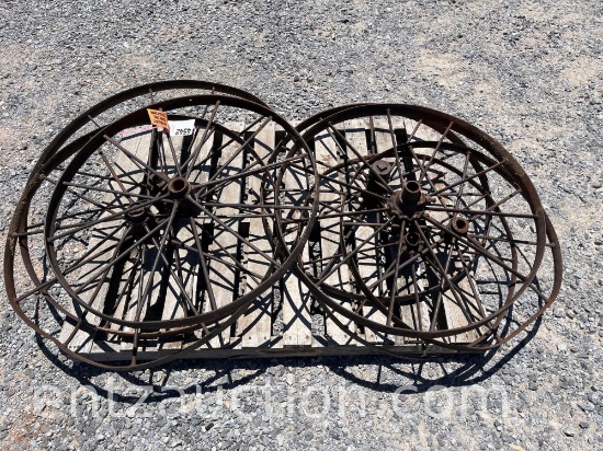 VARIOUS SIZE ANTIQUE WHEELS,