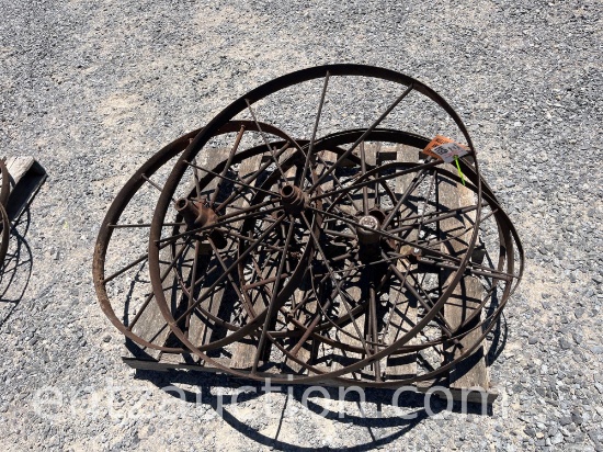 VARIOUS SIZE ANTIQUE WHEELS,