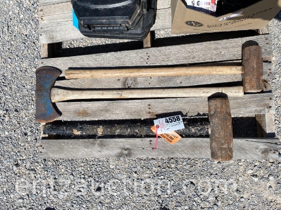 LOT W/ 12LB AND 20LB SLEDGEHAMMERS AND DOUBLE BIT