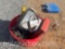 LOT OF BATTERY CHARGER, SPARK PLUGS, LIGHTS, AC