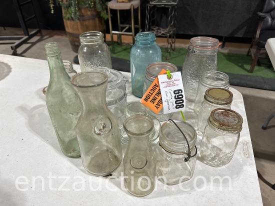 LOT OF CANNING JARS, VARIOUS SIZES AND BRANDS,