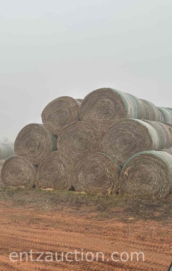 5 X 6 OAT HAY ROUND BALES, NET WRAP,