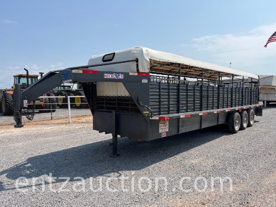 2014 NECKOVER STOCK TRAILER, 7' X 28', GN,