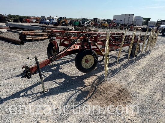 H&S 14 WHEEL RAKE(MISSING 1 WHEEL AND ASSEMBLY),