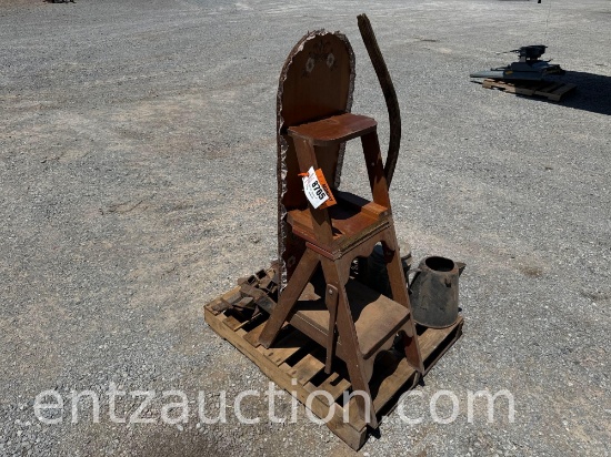 ANTIQUE IRON BOARD & MISC. ANTIQUES