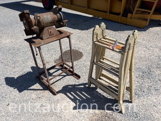 ALUM. LADDER & BENCH GRINDER W/ STAND