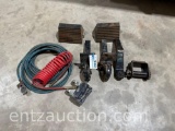 LOT OF AIR HOSE, 2 PINTLE HITCHES, 2 WHEEL
