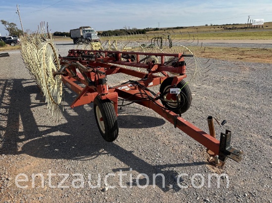 H&S 16 WHEEL BI-FOLD HAY RAKE, HYD. FOLD